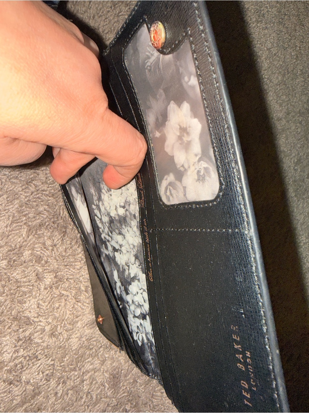 Ted Baker Floral Zip-Around Wallet in Black, Green & Pink - Picture 7 of 7